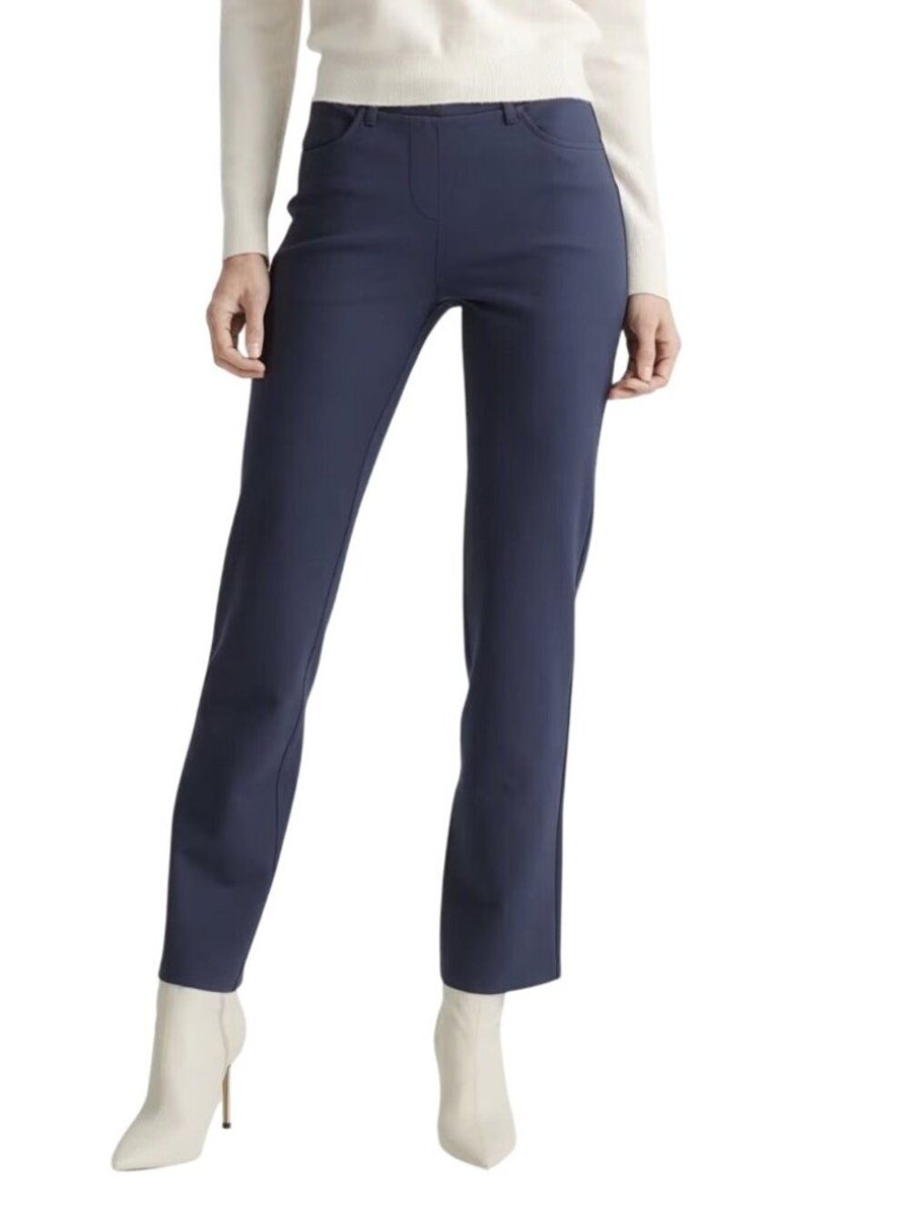 Quince Ultra Stretch Ponte Straight Leg Pants Navy XL Petite Pull-On Caree